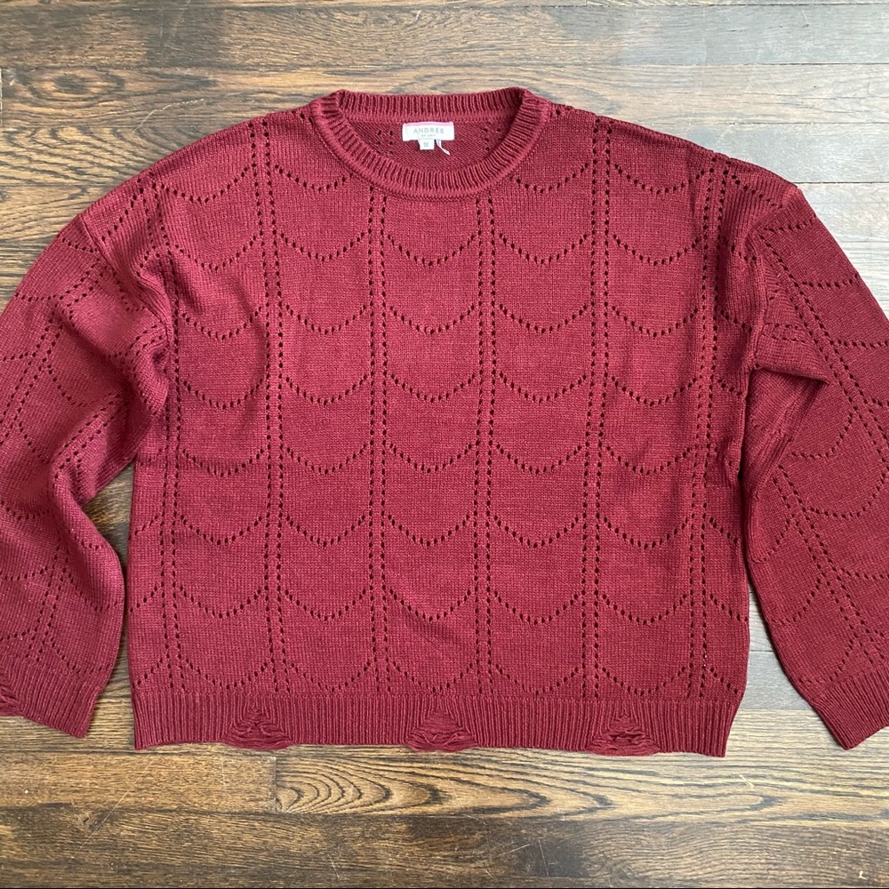 Andree by Unit 1X bell sleeve open weave sweater